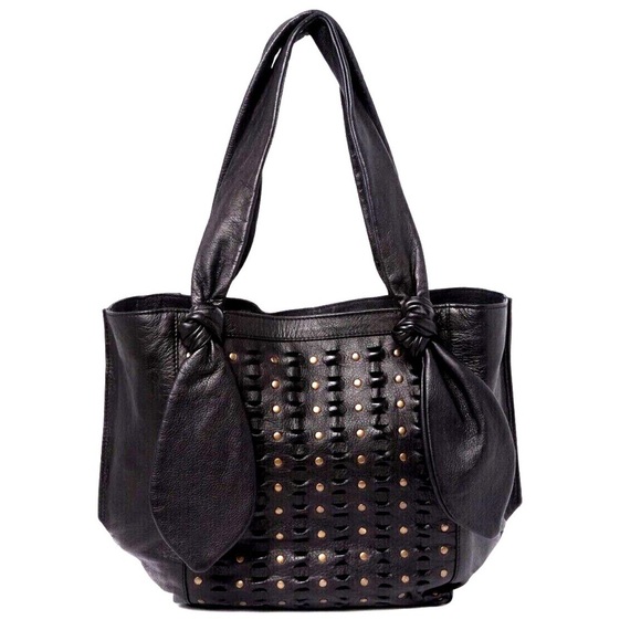 Frye Like New Jade Elegant Black Studded Tote Bag - Picture 1 of 11
